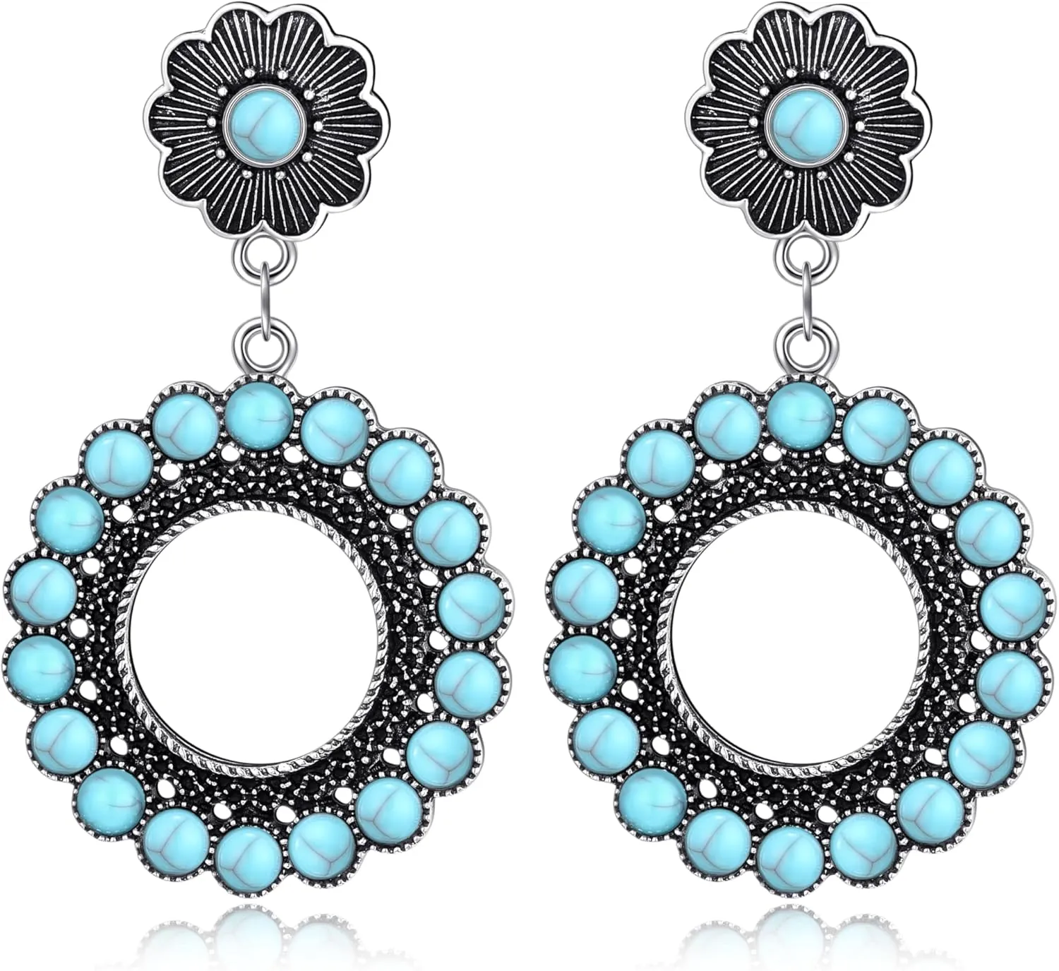 Turquoise Bohemian Dangle Earrings for Women Turquoise Drop Earrings Boho Healing Stone Earrings Jewelry Gifts