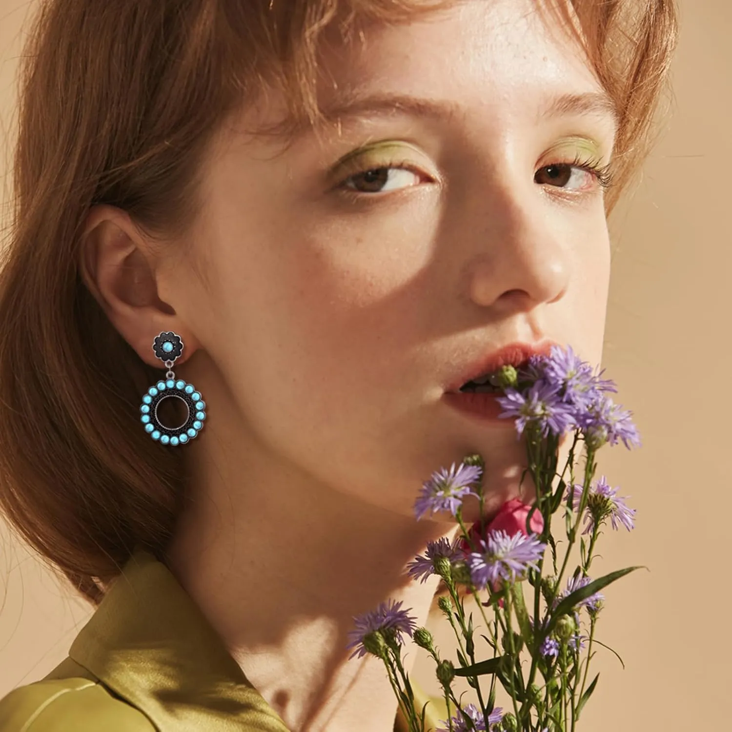 Turquoise Bohemian Dangle Earrings for Women Turquoise Drop Earrings Boho Healing Stone Earrings Jewelry Gifts