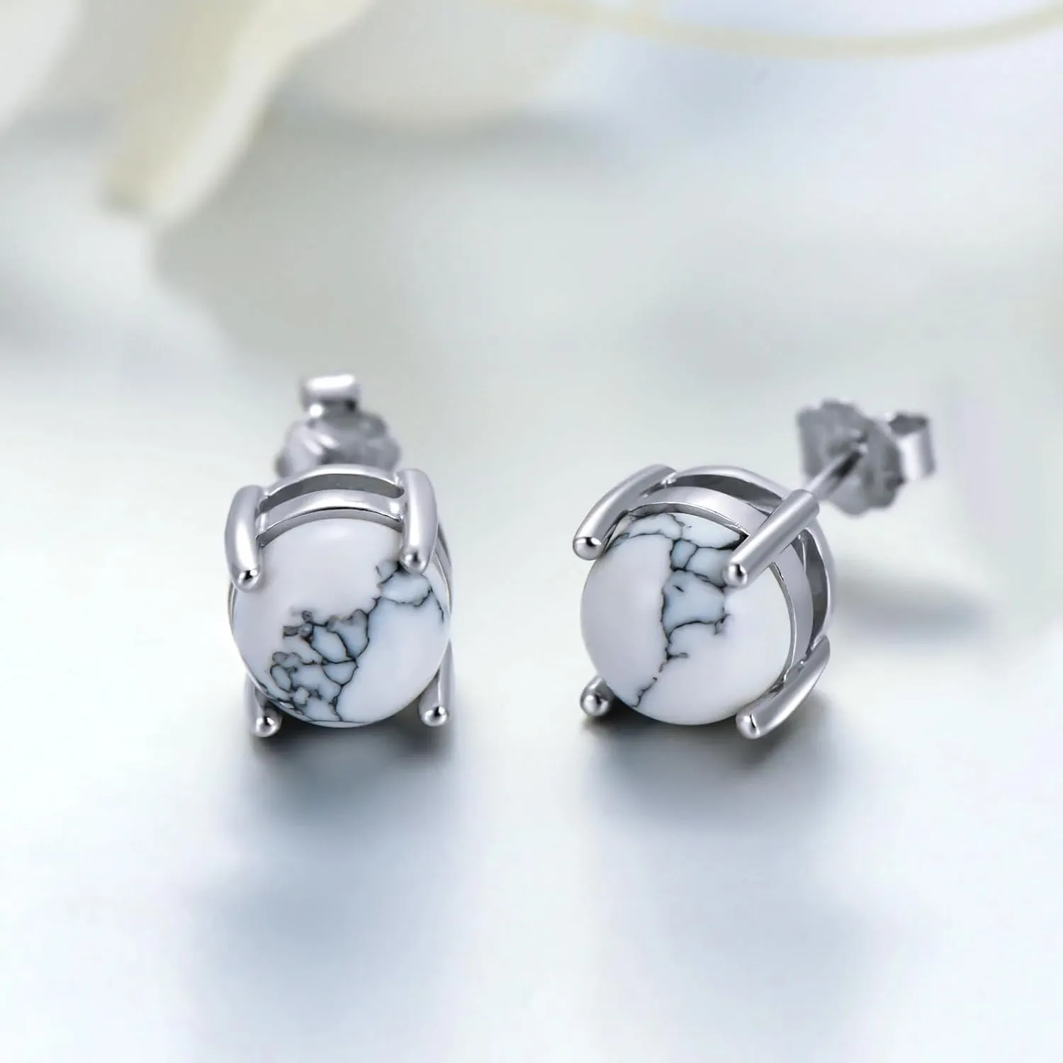 Turquoise Earrings 925 Sterling Silver Turquoise Stud Earrings Gemstone Turquoise Jewelry Gifts for Women Mom Mama Nana