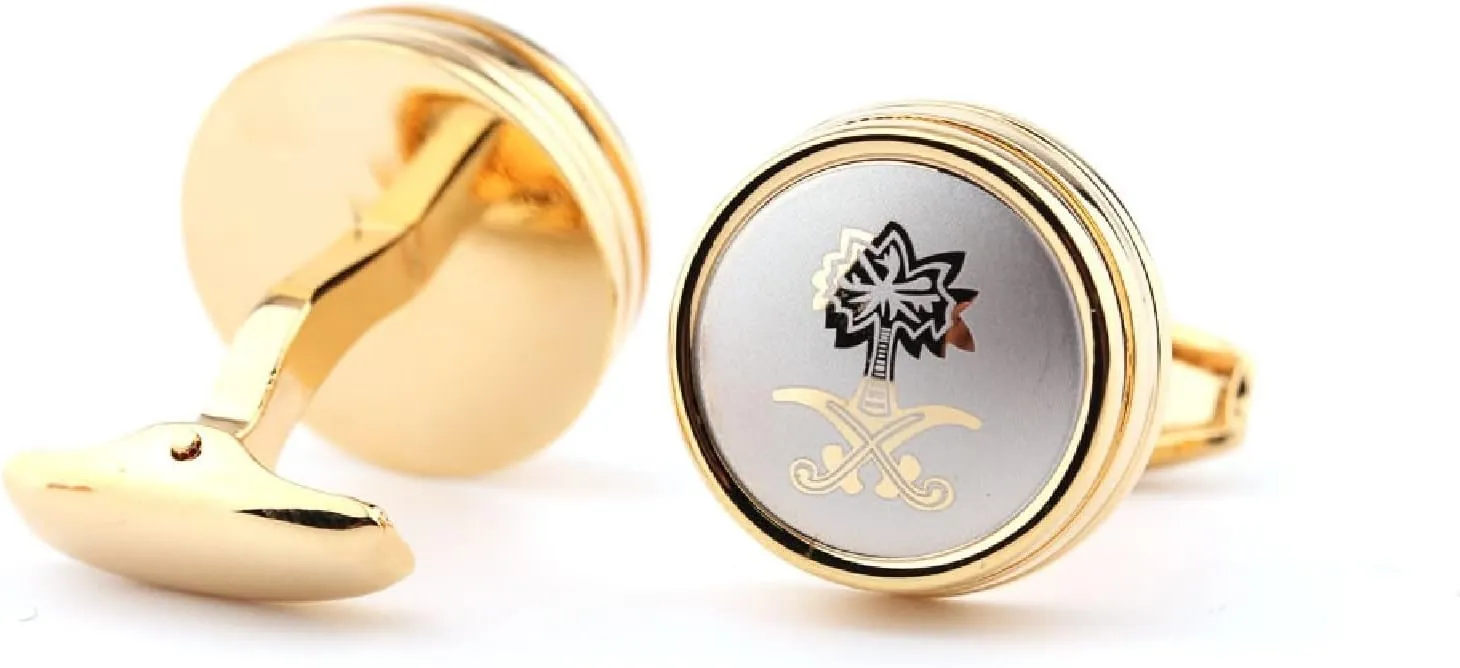 Tuxedo Cufflinks for Men Gold Wedding Cufflinks Silver Plated Round with Pattern Jewelry for Husband Dad Valentines Day Business Fathers Day