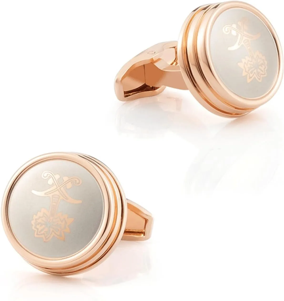 Tuxedo Cufflinks for Men Gold Wedding Cufflinks Silver Plated Round with Pattern Jewelry for Husband Dad Valentines Day Business Fathers Day