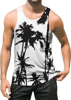 uideazone Mens Beach Tank Top Summer Sleeveless Shirt Graphic Quick Dry Gym Workout Tank Top