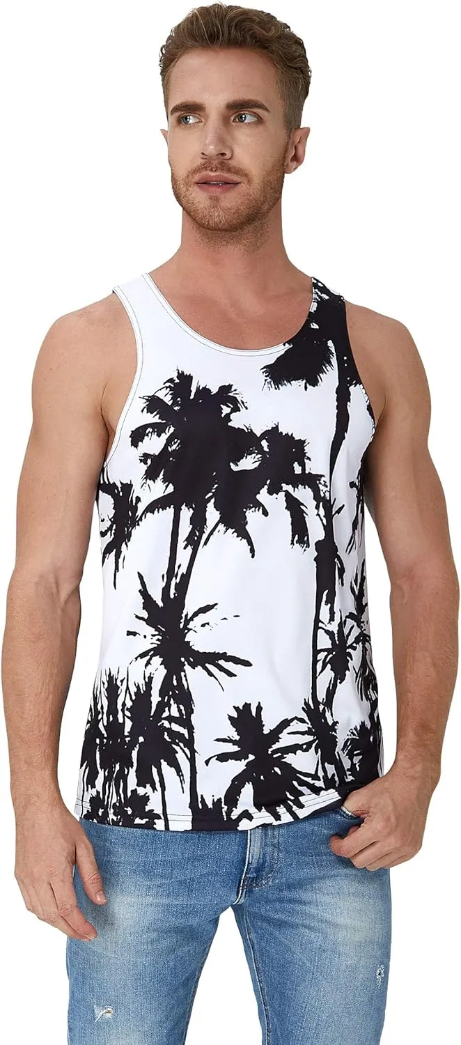 uideazone Mens Beach Tank Top Summer Sleeveless Shirt Graphic Quick Dry Gym Workout Tank Top