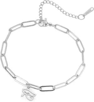 UNIFT Eye of Horus Bracelets Anklets Stainless Steel Stainless Steel Chic Simple Ancient Egyptian Symbol Eye of Horus Paperclip Bracelet Anklet Protective Amulet Jewelry