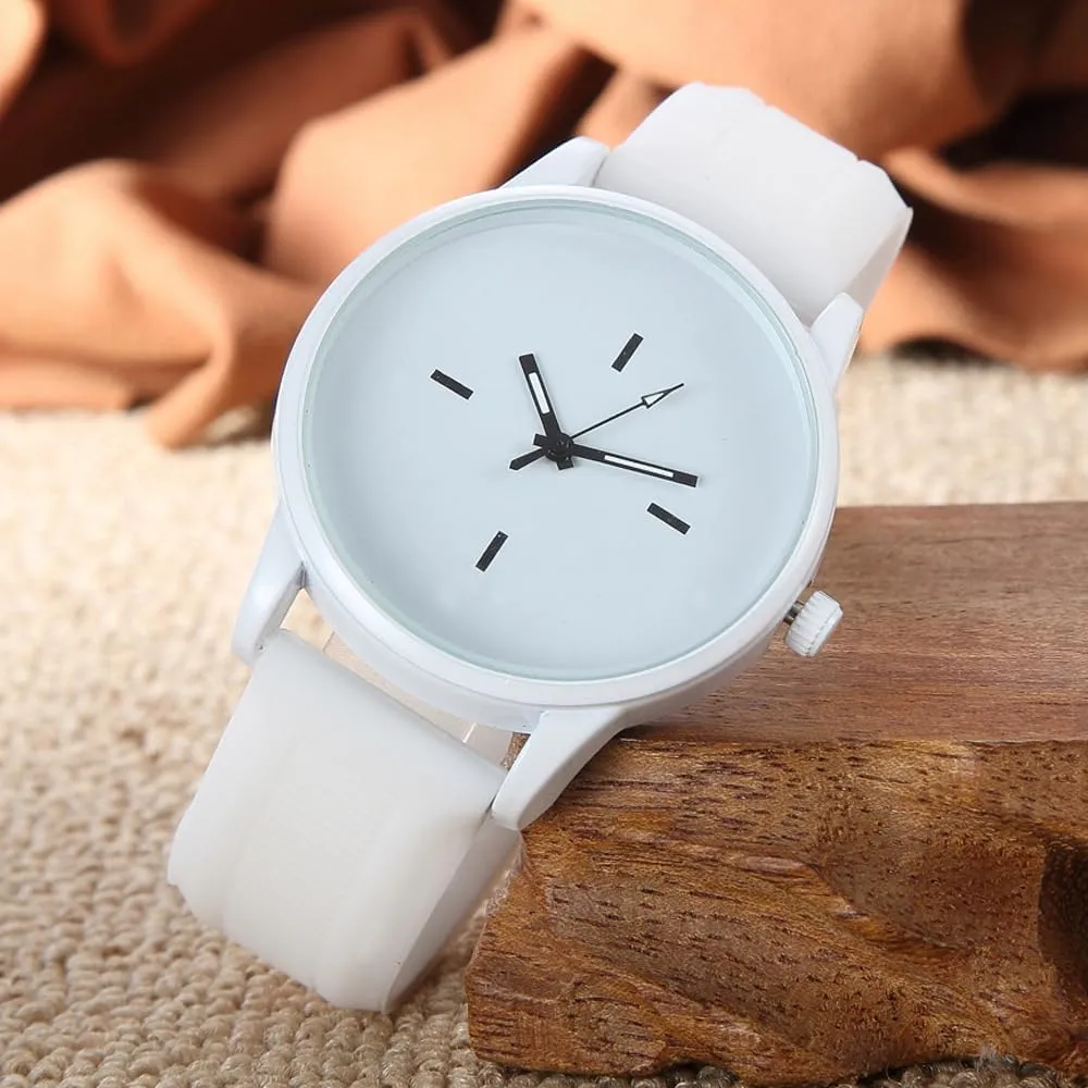 Unisex Silicone Band Analog Quartz Casual Watches Easy to Read Dial with Second Hand Jelly Color Women Men Wrist Watch