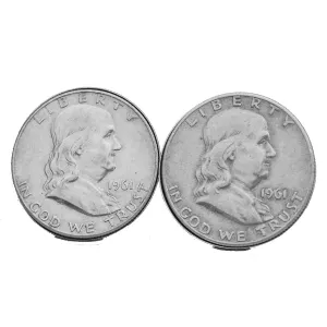 US 1961 Franklin Half Dollar 90% Silver Coin Silver Cufflinks NEW