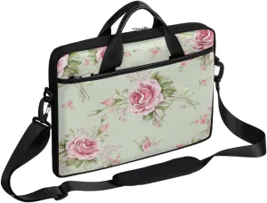Vibrant Flower Rose Laptop Computer Bag Waterproof Shoulder Messenger Bag 13-15 inch Durable Laptop Tote Bag with Shoulder Strap Handle Lightweight Crossbody Briefcase