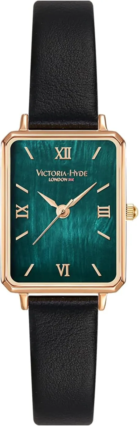 VICTORIA HYDE Women Watches Green Mother of Pearl Dial Ladies Wristwatches Genuine Leather Strap Classic Rectangular Case