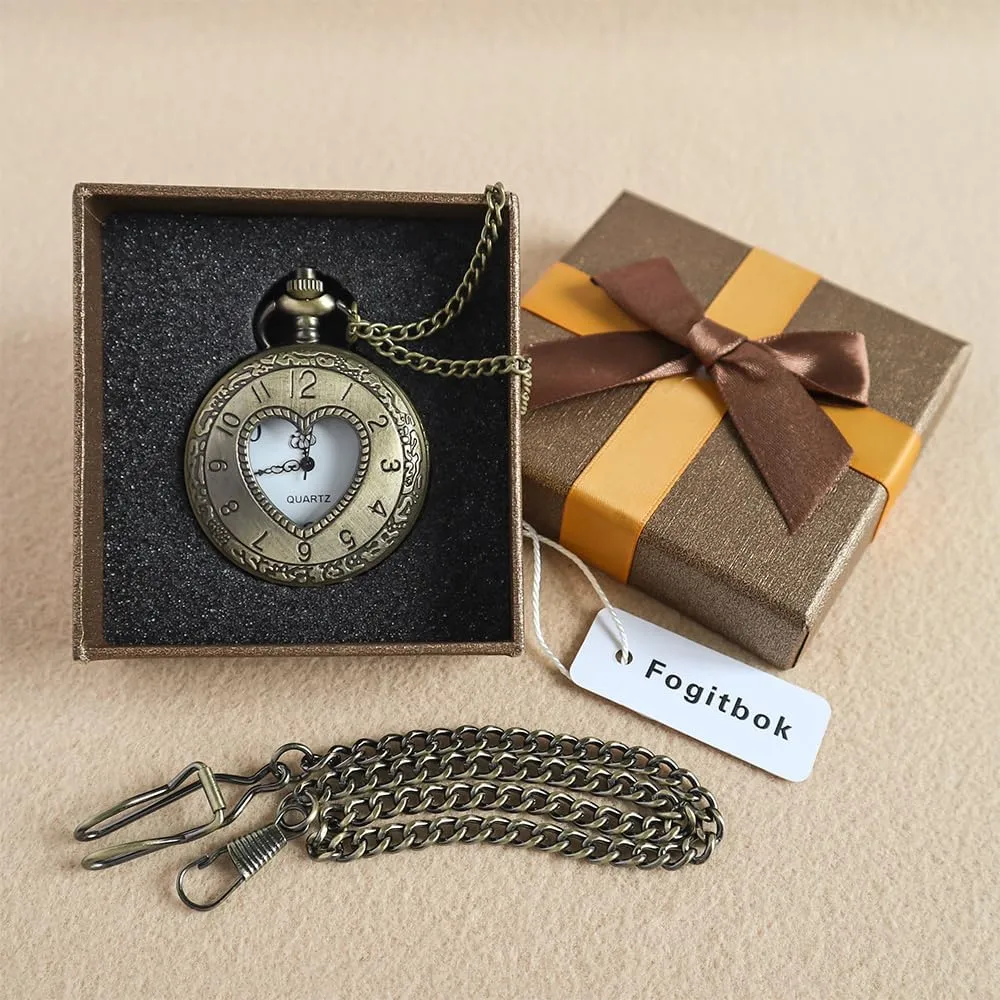 Vintage Quartz Pocket Watches for Men with Chains Pendant Pocket Watch Womens Necklace Watches Unique Designs with Box