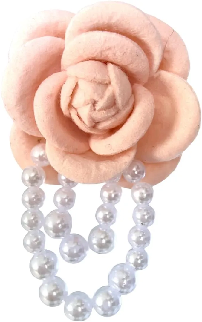 Vintage White Flower Brooches Elegant Red Flower Pearl Tassel Brooches Shawl Lapel Pins Dress Suit Clothes Safety Pins Hairpin Headpieces Wedding Party Jewelry Accessories