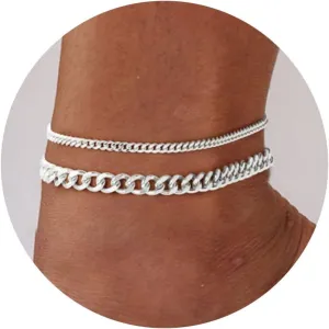 VRIUA Ankle Bracelets for Women - 14K Gold Plated Dainty Waterproof Gold Evil Eye Anklet Layered Cuban Link Flat Mariner Anklet for Women Jewelry