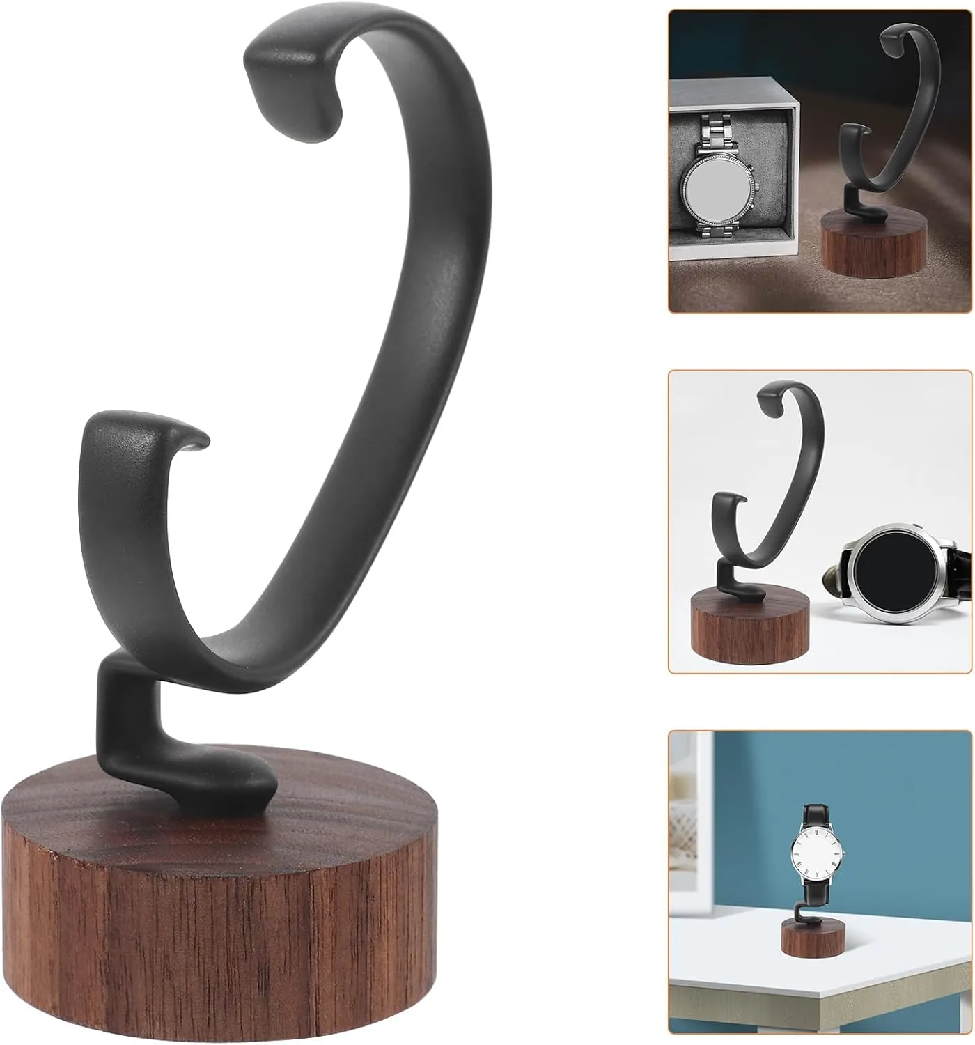 Watch Display Stand Show Rack Wrist Watch Holder Wrist Watch Display Holder Wrist Watch Displaying Holder Watch Stand Men and Women Black Walnut Storage Rack Wood, 10.50X4.80X4.80CM