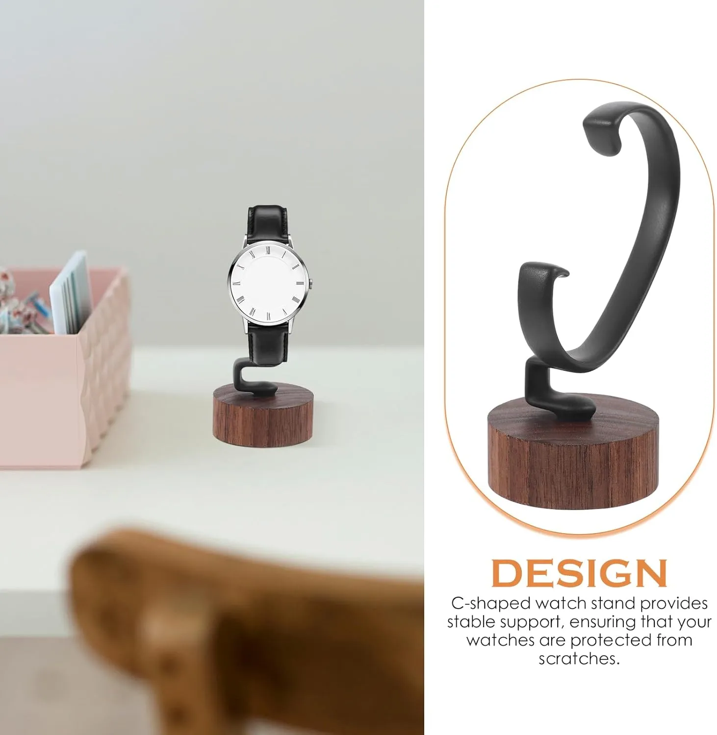 Watch Display Stand Show Rack Wrist Watch Holder Wrist Watch Display Holder Wrist Watch Displaying Holder Watch Stand Men and Women Black Walnut Storage Rack Wood, 10.50X4.80X4.80CM