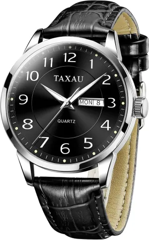 Watch Men,Big Face Watch for Men,Leather Band Wrist Man Watches,Classic Date Day Watches Mens Analog Waterproof Relojes para Hombres Blue/Gray/White/Black Dial
