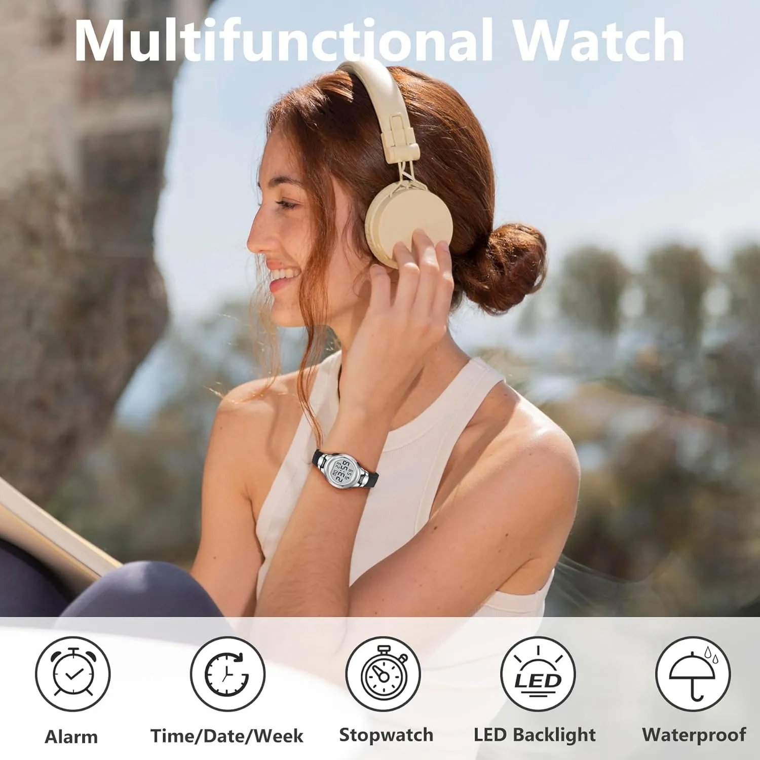 Watches for Women Sport Digital Womens Watch Waterproof with Silicone Strap Alarm/Stopwatch/Chronograph/LED Back Light