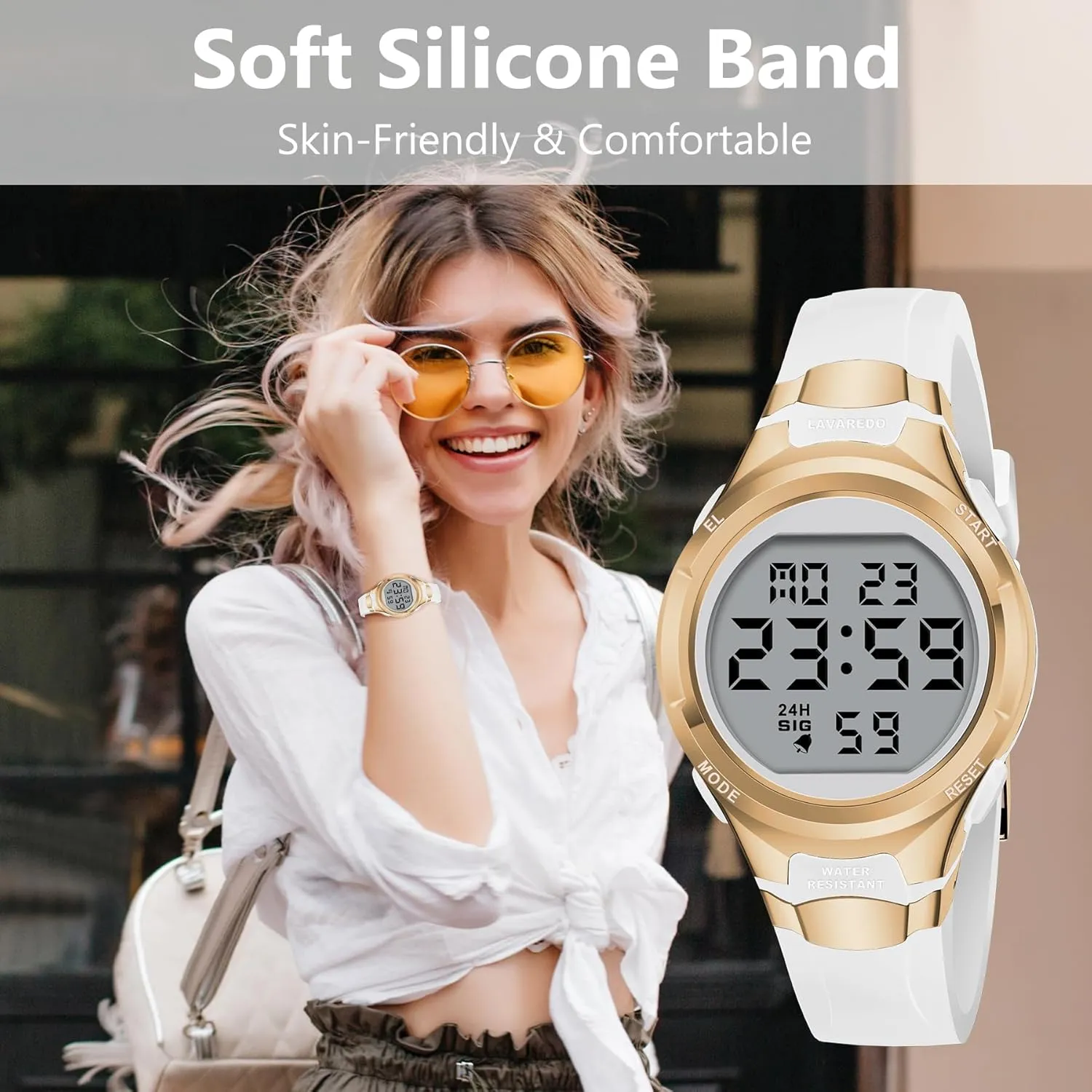Watches for Women Sport Digital Womens Watch Waterproof with Silicone Strap Alarm/Stopwatch/Chronograph/LED Back Light