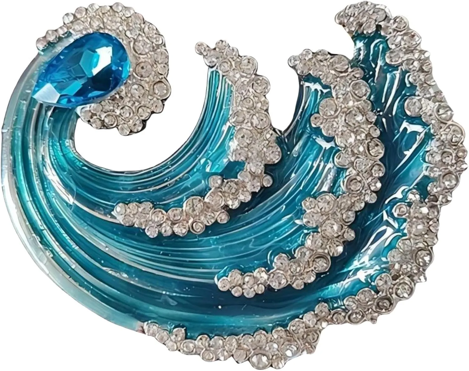 Wave Brooch Sea Wave Brooches Ocean Breastpin with Collar Pin 6cm Model Gift for Accessory