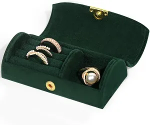 WAYUTO Mini Velvet Jewelry Box Travel Jewelry Case Jewelry Ring Display Box Necklace Storage Case Jewelry Storage Organizer for Women Girls Green