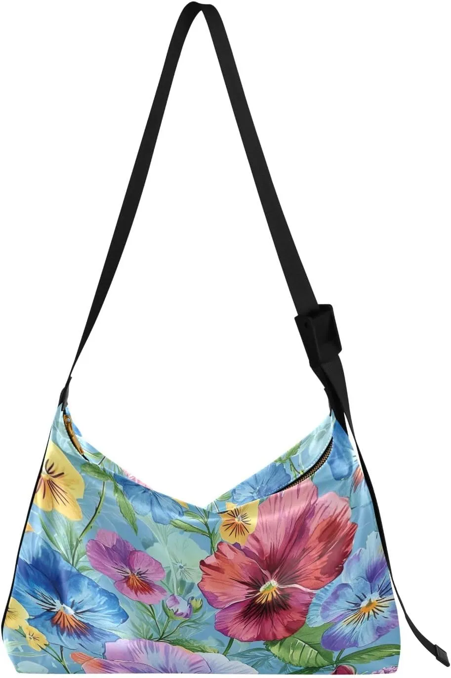 White Tulips Leather Bag with Shoulder Strap, Mens Leather Shoulder Bag, Leather Crossbody Shoulder Bag