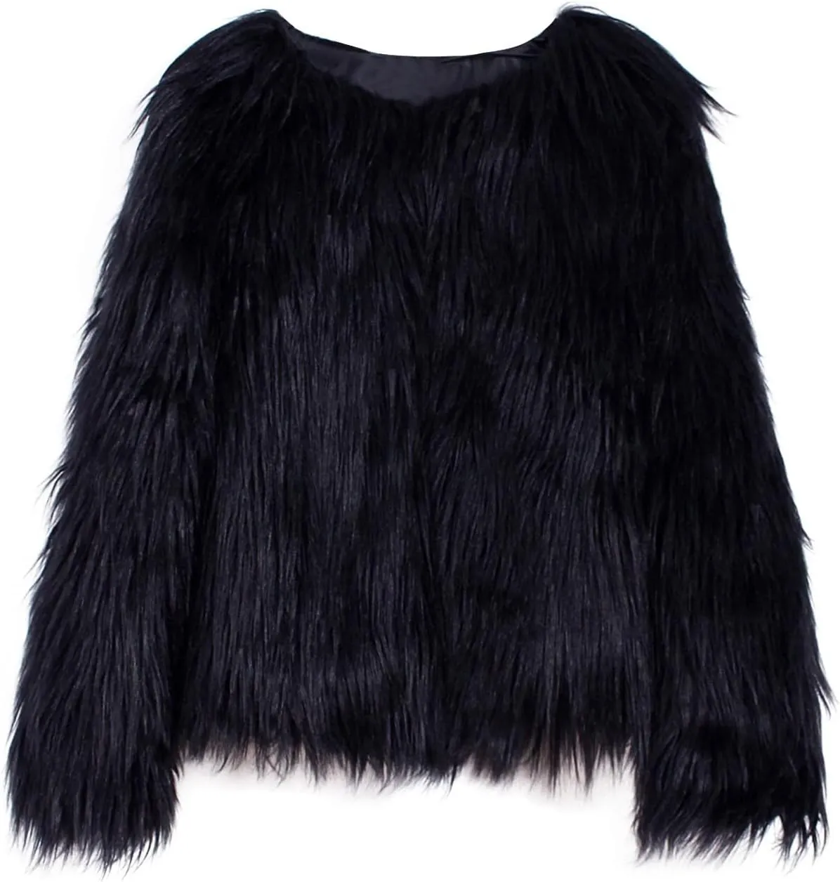 Winter Fuzzy Coats for Women Open Front Faux Fur Fluffy Soft Cardigan Long Sleeve Outwear Vintage Parka Shaggy Jacket