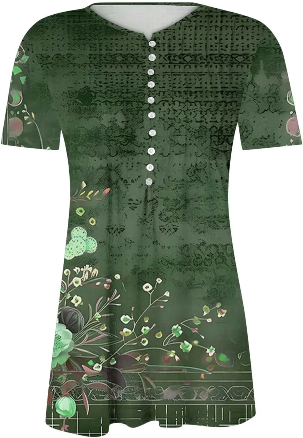 Women 2025 Spring Blouses Tops Floral Short Sleeve Boho T Shirts Dressy Casual Tunic Beach Vacation Ladies Clothing