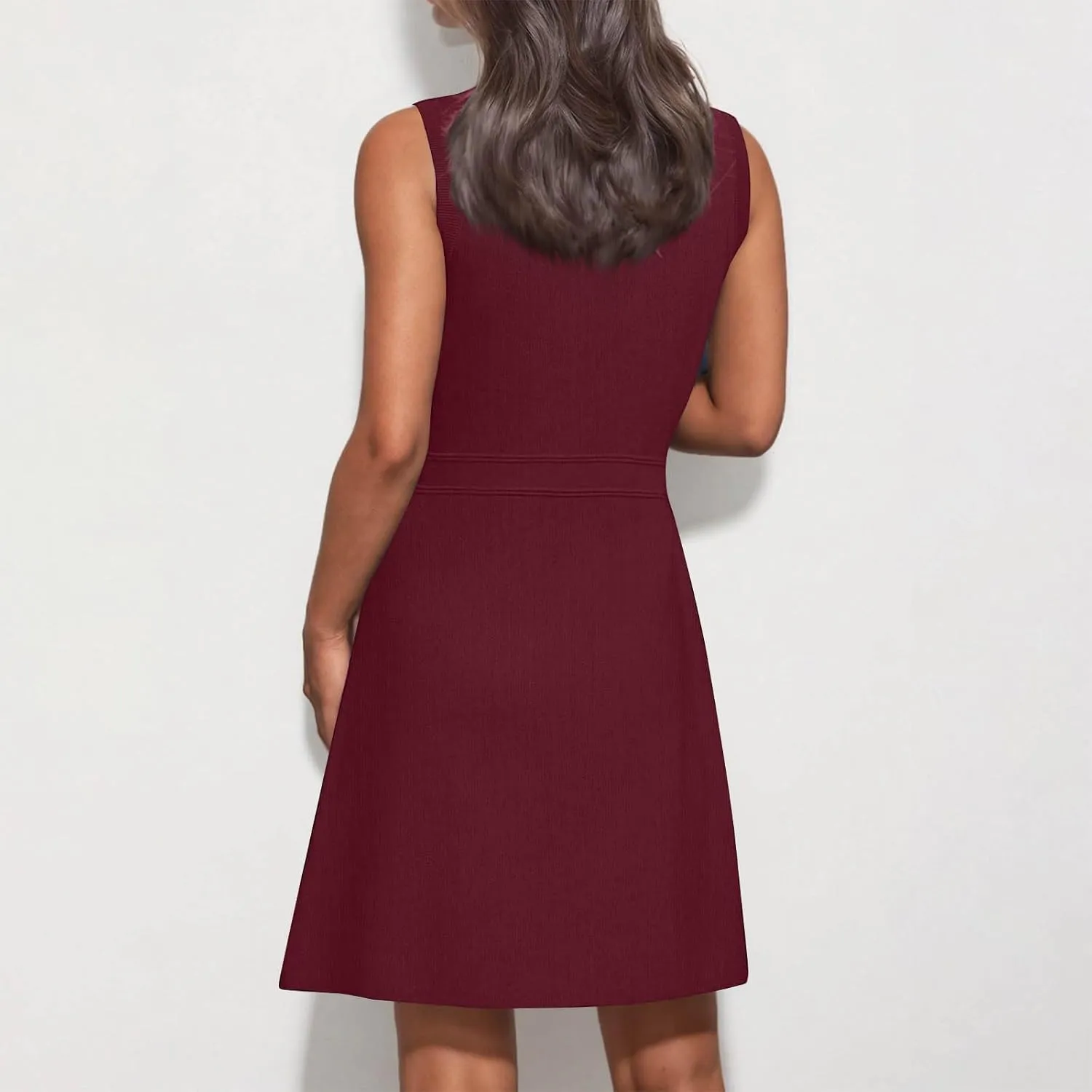 Women Casual Summer Dresses Sleeveless Elegant Midi Dress Decorative Button Ribbed Knitted Sundress Party Cocktail