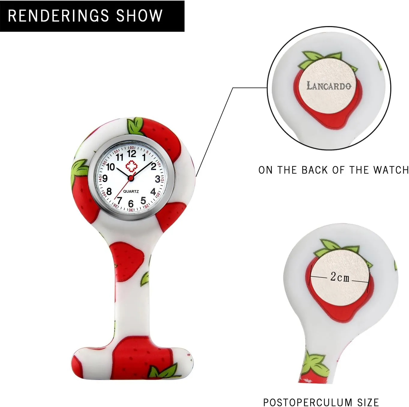 Women Girls Nurse Watches Hygienic Lapel Pin-on Brooch Flower Silicone Cover Medical Doctor Paramedic Hanging Fob Watch