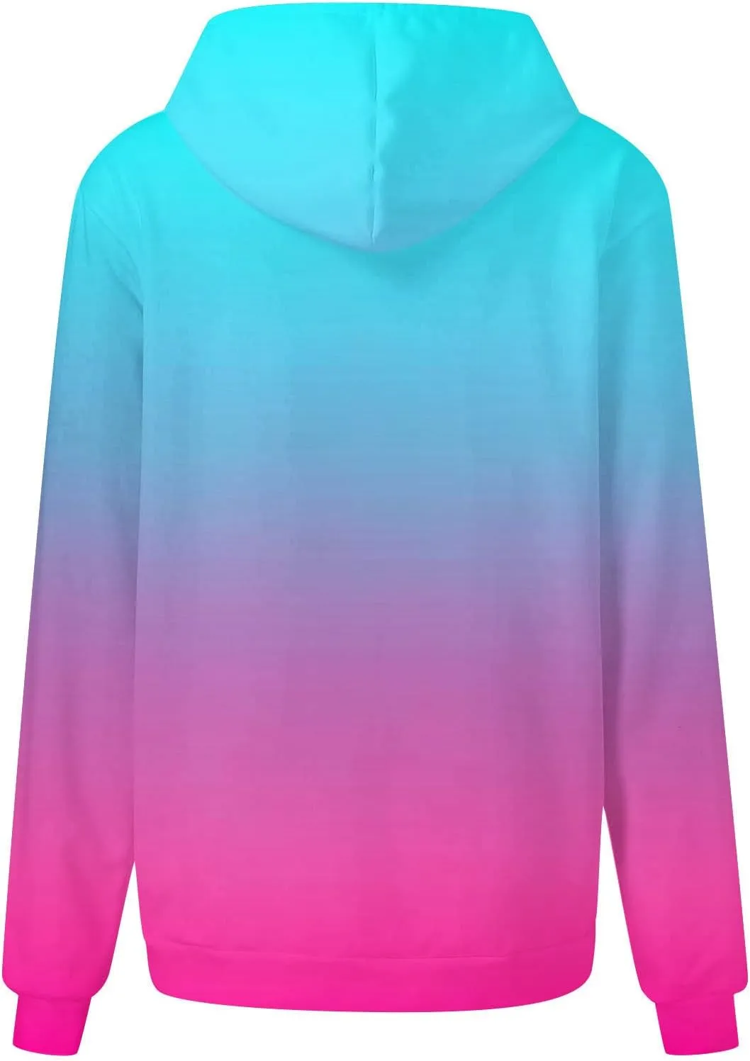 Women Hooded Sweatshirts Gradient Graphic Oversized Pullover Drawstraing Long Sleeve Trendy Sweater Tops with Pocket