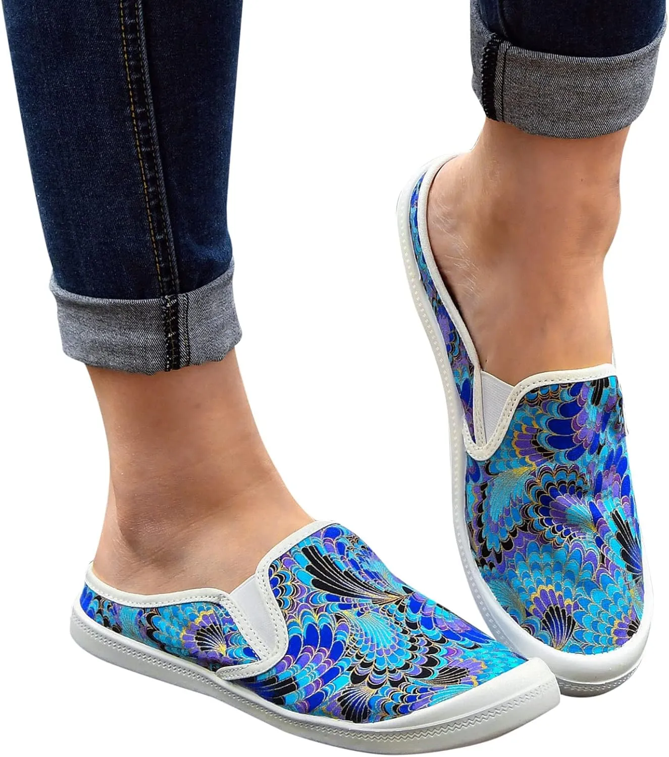 Women Plantar Fasciitis Non Slip Shoes Canvas Loafers with Arch Support Orthopedic Casual Non Slip Laces Rubber Sole Women Black Sandals (Sky Blue, 7)