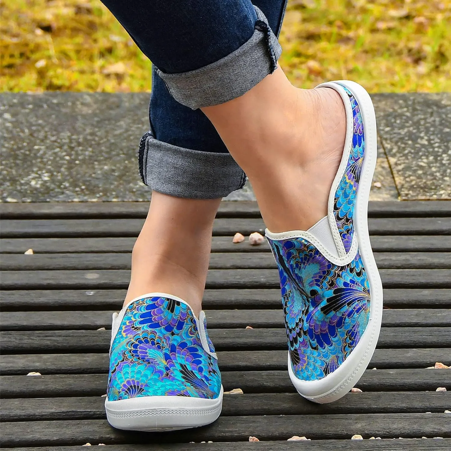 Women Plantar Fasciitis Non Slip Shoes Canvas Loafers with Arch Support Orthopedic Casual Non Slip Laces Rubber Sole Women Black Sandals (Sky Blue, 7)