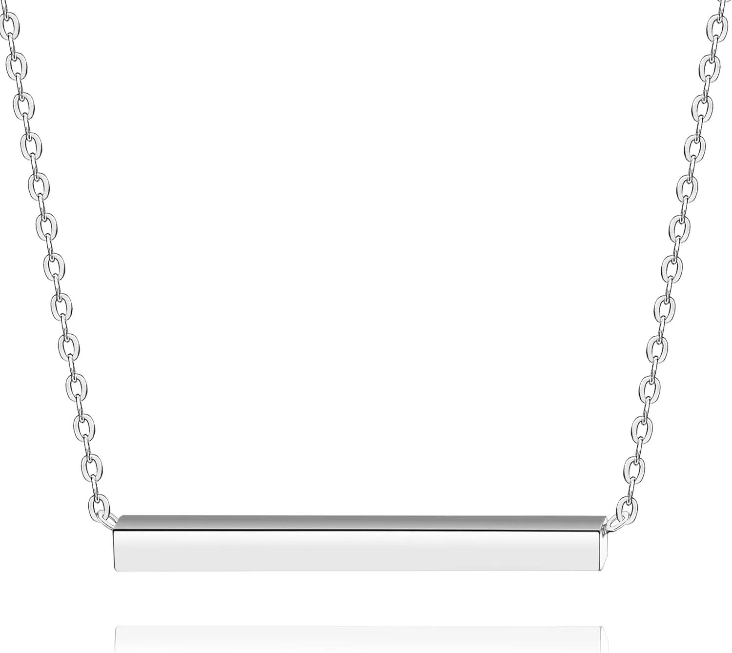 Women Simple Bar Pendant Necklace Dainty 18K Gold Necklace Rose Gold Plated Simple Design Solid Circle, Heart Choker Chain Silver Necklaces for Women