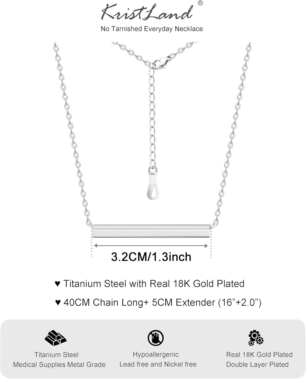 Women Simple Bar Pendant Necklace Dainty 18K Gold Necklace Rose Gold Plated Simple Design Solid Circle, Heart Choker Chain Silver Necklaces for Women