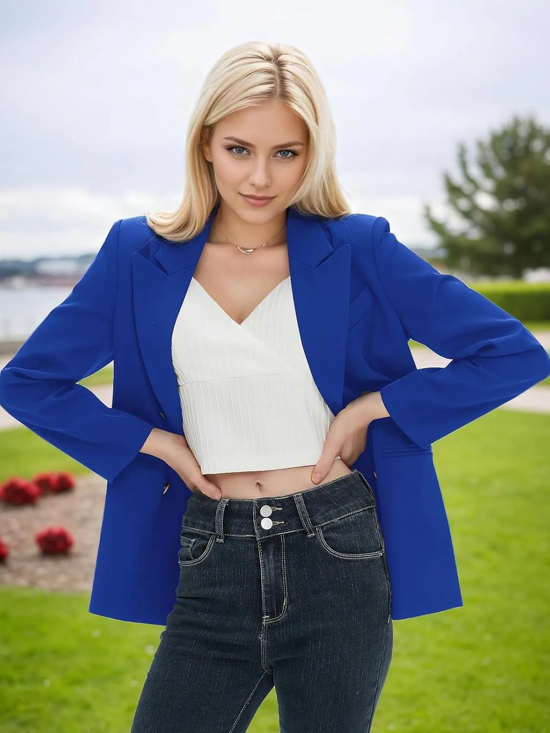 Women's Blazers & Suit Jackets Spring Casual Blazer Open Front Long Sleeve with Pockets Business Work Office 2025