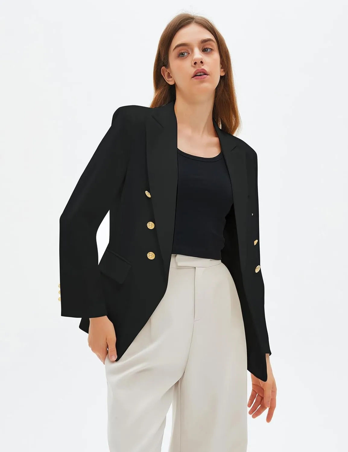 Women's Blazers & Suit Jackets Spring Casual Blazer Open Front Long Sleeve with Pockets Business Work Office 2025