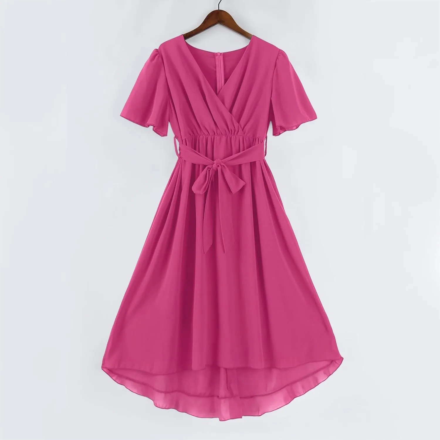 Womens Boho Floral Printed Chiffon Dresses 2025 Elegant V Neck Summer Wedding Prom Cocktail Midi Dresses