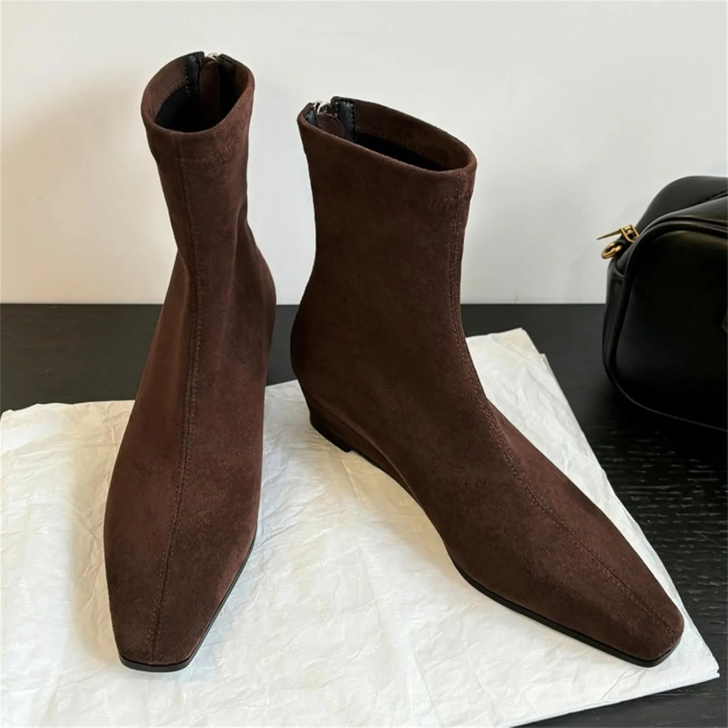 Womens Booties Low Heel Square Toe Ankle Boots Cowboy Boots for Women Mid Calf Womens Taupe Boots Womens Wide Width Booties and Ankle Boots Womens Wide Width Ankle Booties
