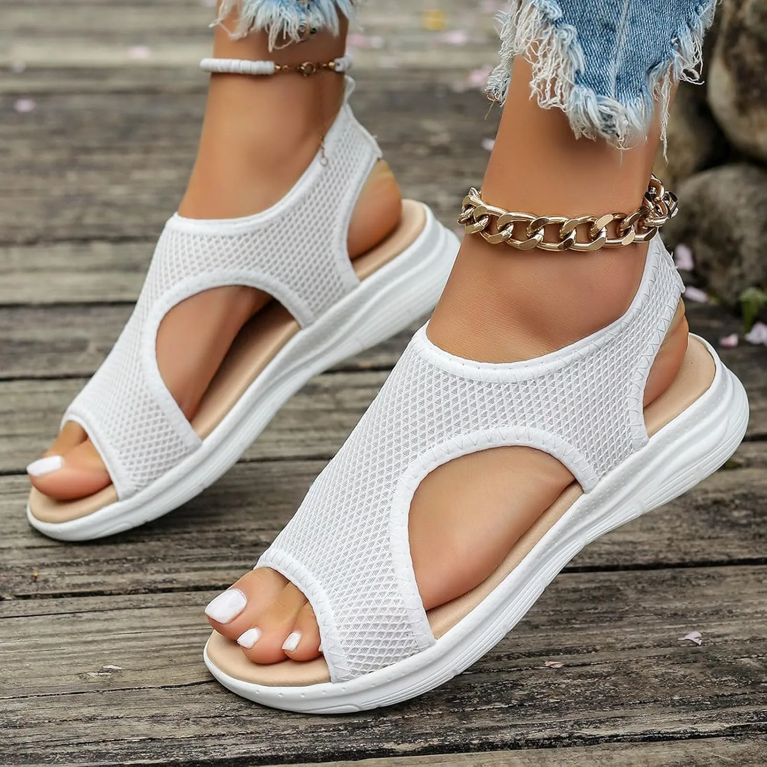 Women's Breathable Orthopedic Sandals Comfortable Walking Tennis Shoes Sandals Arch Support Jelly Stud Sandals