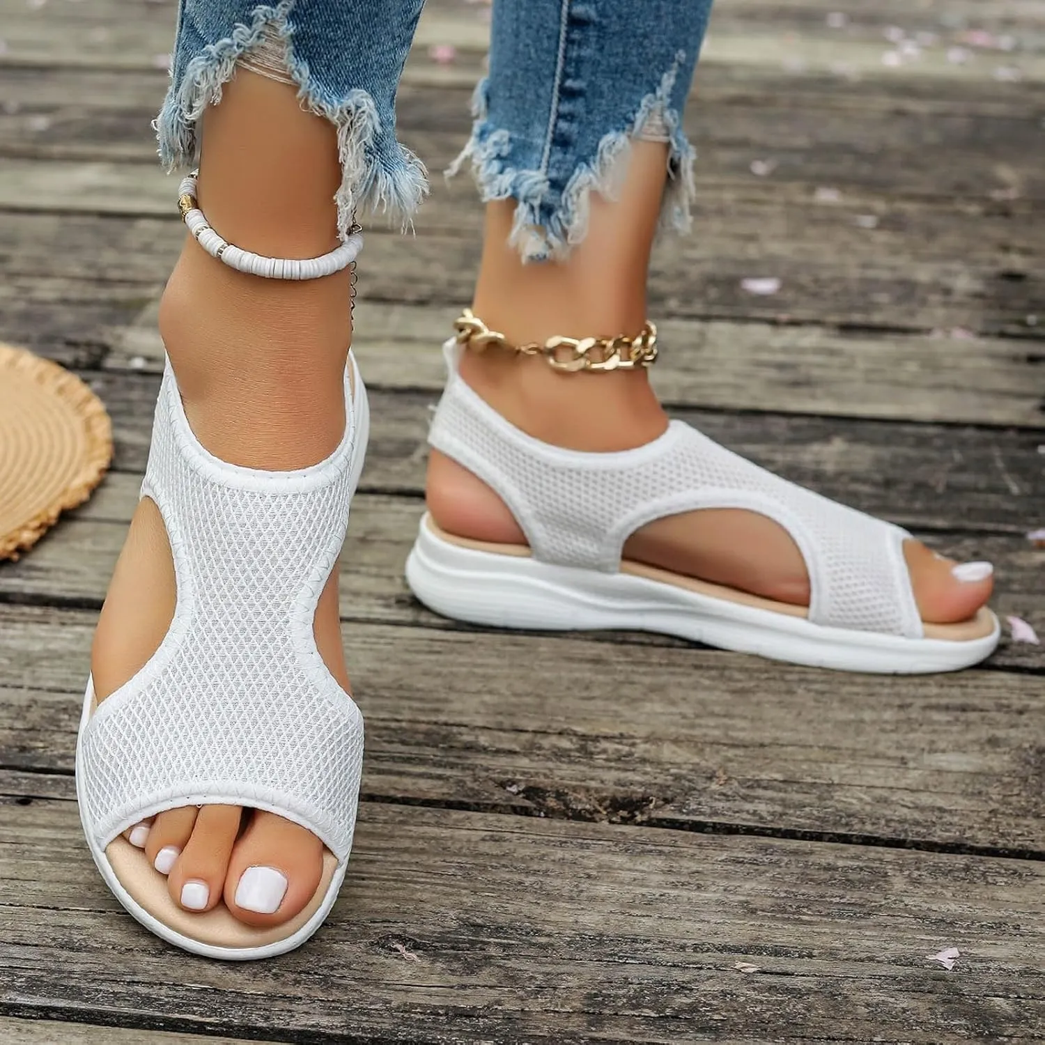 Women's Breathable Orthopedic Sandals Comfortable Walking Tennis Shoes Sandals Arch Support Jelly Stud Sandals
