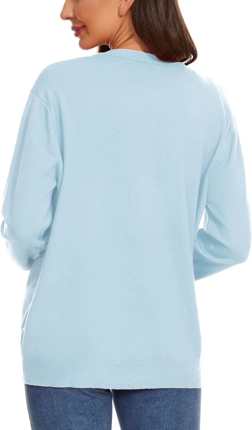 Womens Cardigan Sweaters Button Down Classic Long Sleeve Casual Crew Neck Soft Spring TopsS-2XL