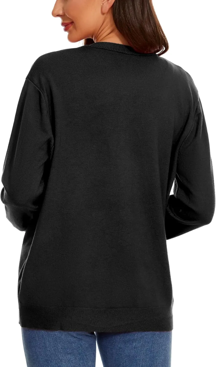 Womens Cardigan Sweaters Button Down Classic Long Sleeve Casual Crew Neck Soft Spring TopsS-2XL