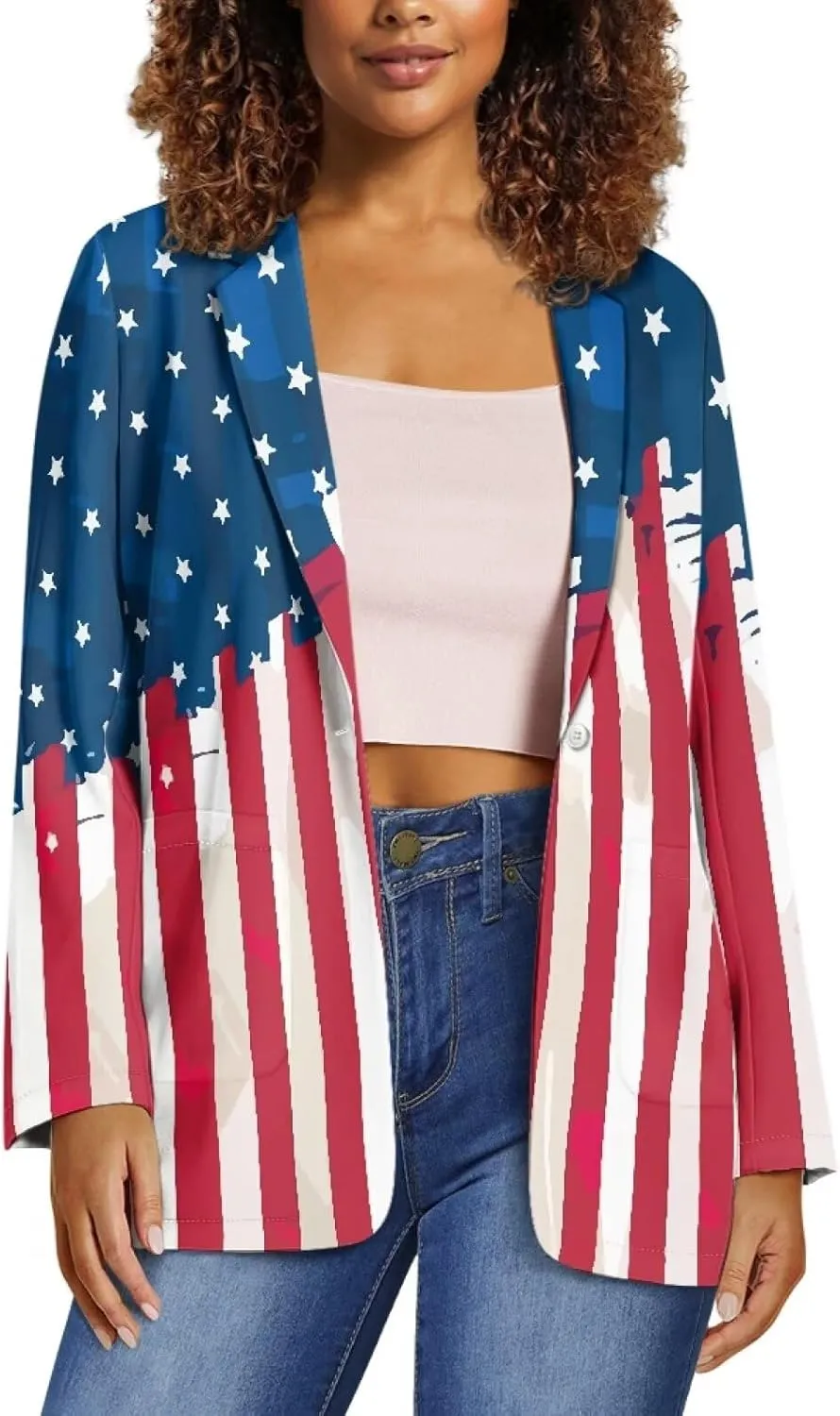 Women's Casual Blazers Long Sleeve Button Lapel Blazer Jackets with Pocket Open Front Cardigan