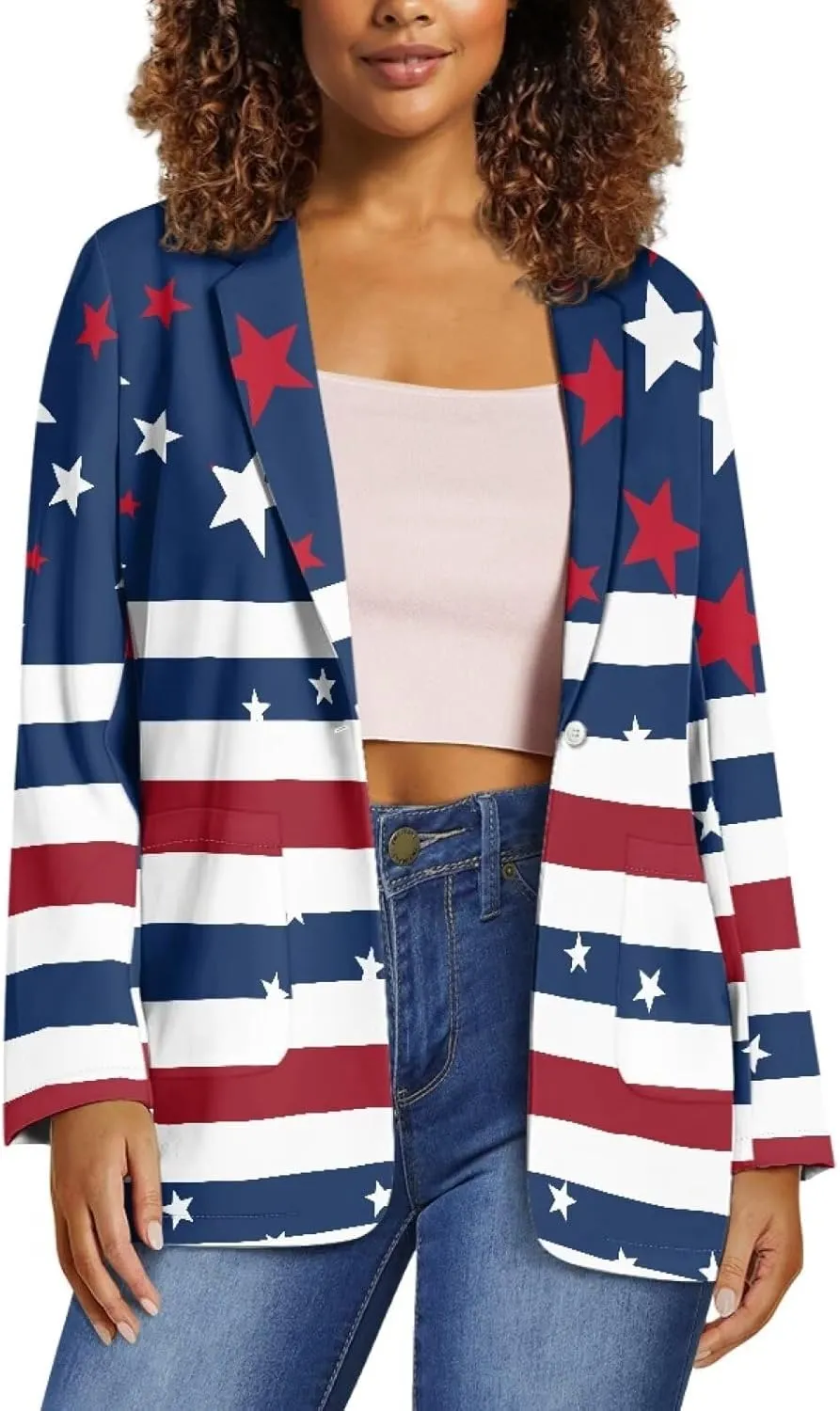 Women's Casual Blazers Long Sleeve Button Lapel Blazer Jackets with Pocket Open Front Cardigan