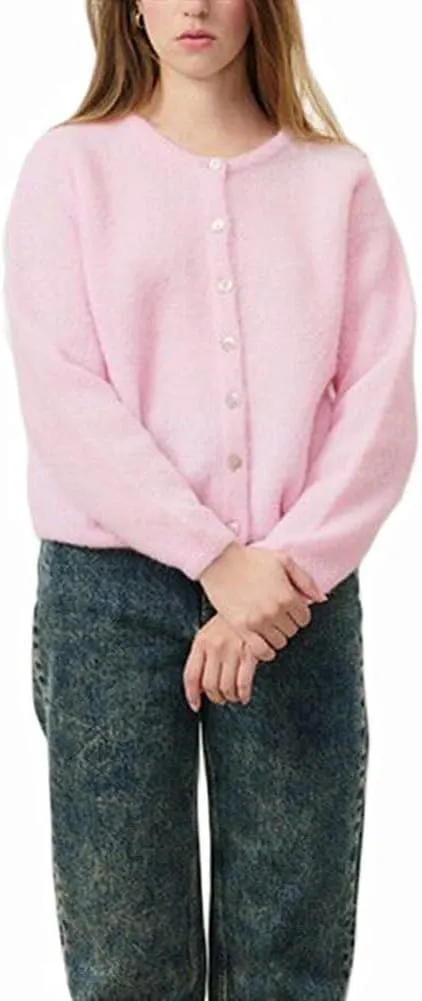 Women's Casual Cardigan Sweater Button Down Crewneck Soft Knit Lightweight Going Out Pullover Tops