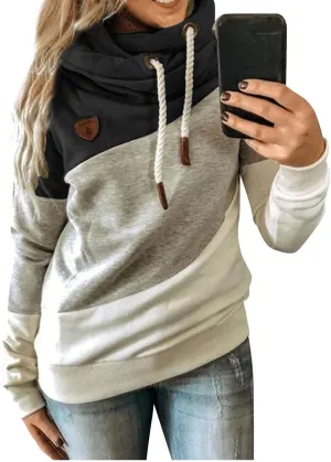 Womens Casual Hoodies Long Sleeve Solid Lightweight Tops Loose Sweatshirt Oversized Pullover Outfit with Pocket