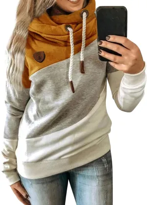 Womens Casual Hoodies Long Sleeve Solid Lightweight Tops Loose Sweatshirt Oversized Pullover Outfit with Pocket