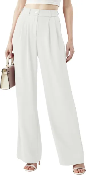 Women's Casual Wide Leg Pants Long Straight Suit Pants High Waisted Business Work Outfits Trendy Trousers for Women
