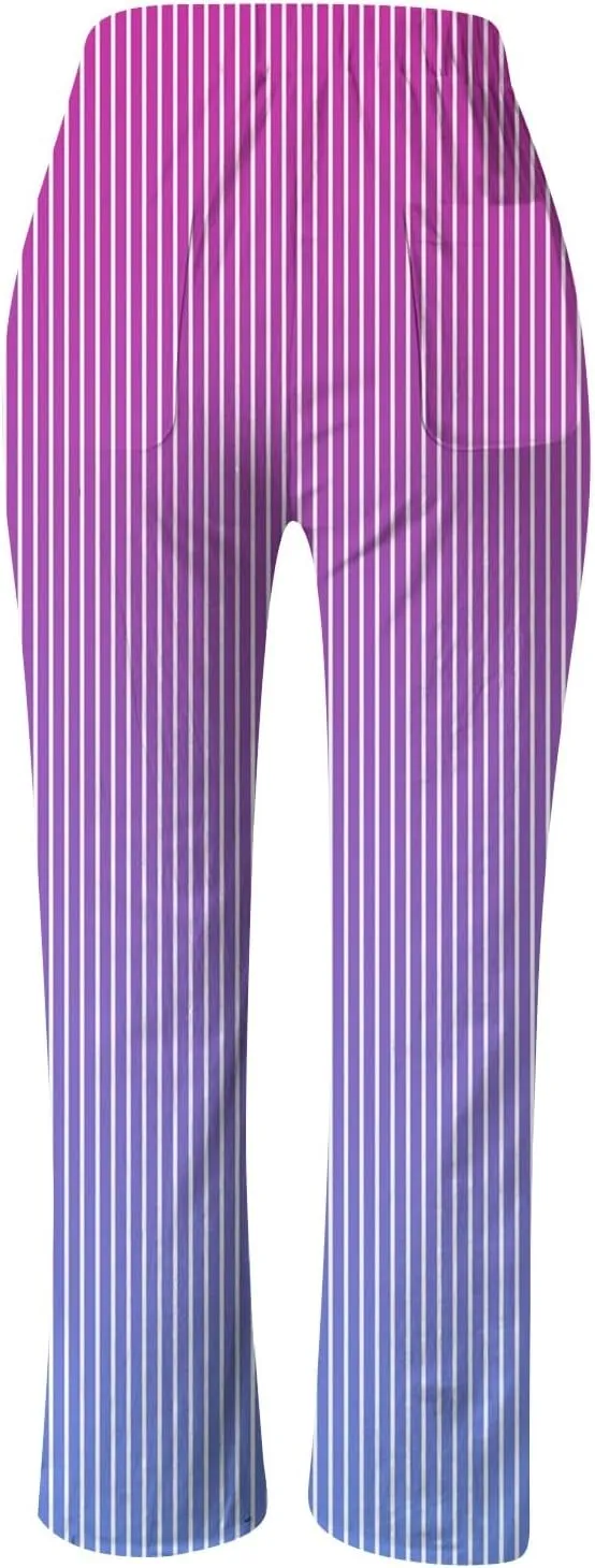Womens Cotton Linen Summer Y2K Fashion Palazzo Pants Elastic Waist Bootcut Slim Fit Palazzo Lounge Pants Travel