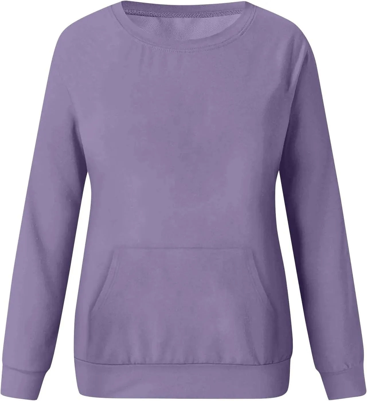 Womens Crewneck Sweatshirt Fleece Long Sleeve Cute Sweatshirts No Hooded Y2k Plain Trendy Hoodies with Pockets