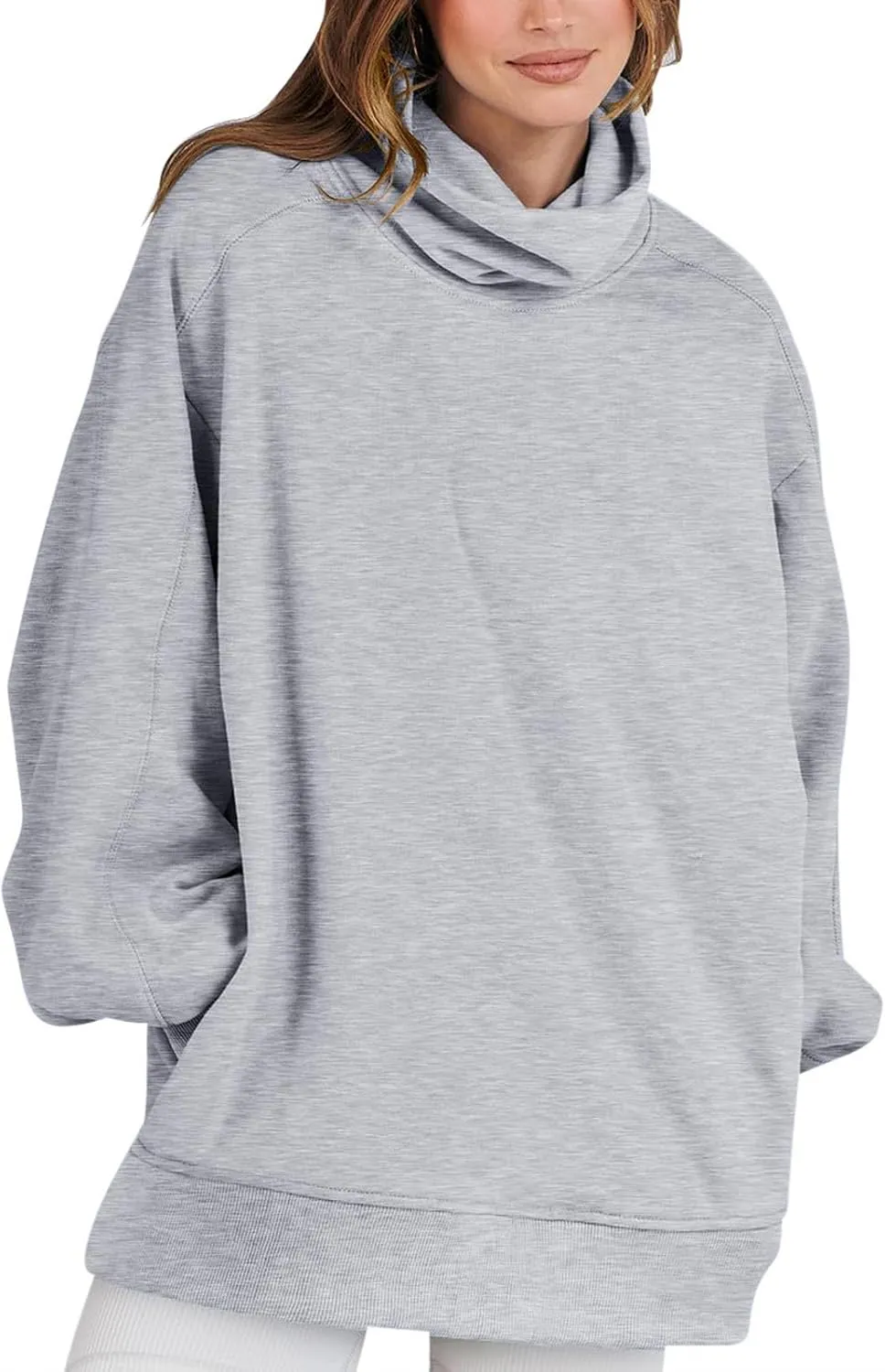 Womens Cute Oversized Hoodies Trendy High Neck Pullover Shirts Teen Girls Preppy Sweatshirts Fall Winter Clothes 2024