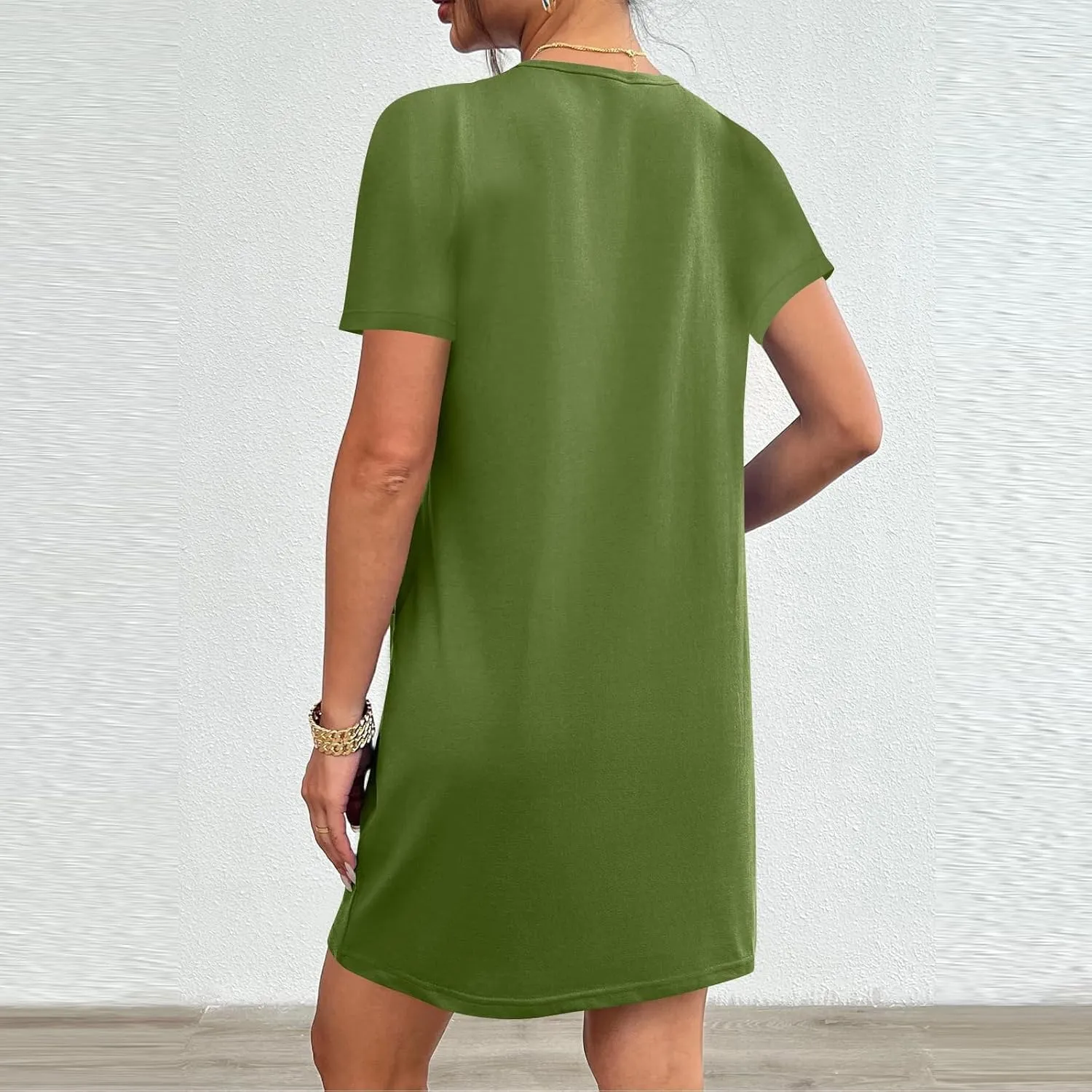 Womens Dresses Smocked Mini Dress Short Sleeve Loose Flowy Dresses for Women 2025 Elegant Summer